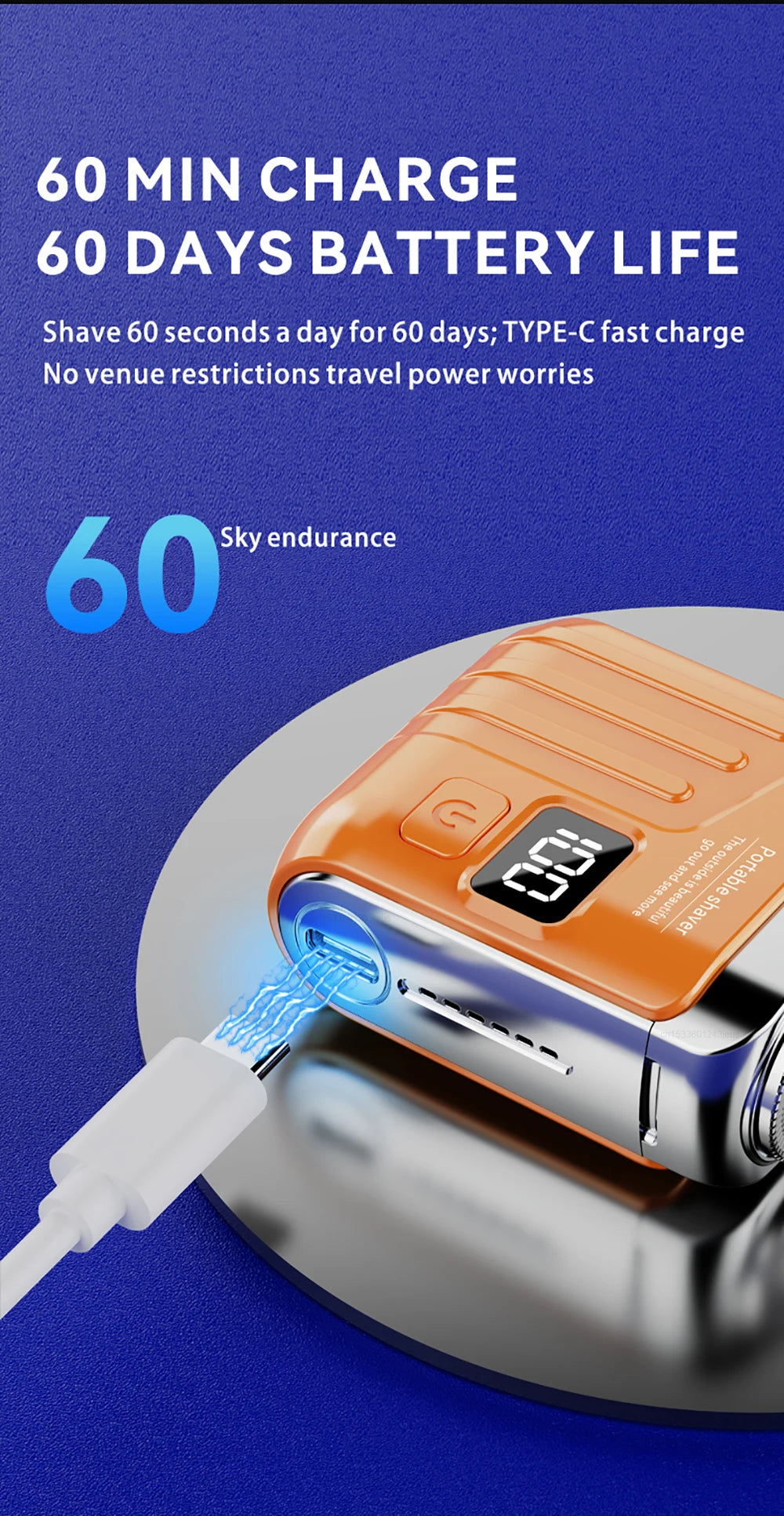Rasoir électrique pour hommes, Mini tondeuse à barbe magnétique Rechargeable à Double tête, étanche, Portable, pour le visage