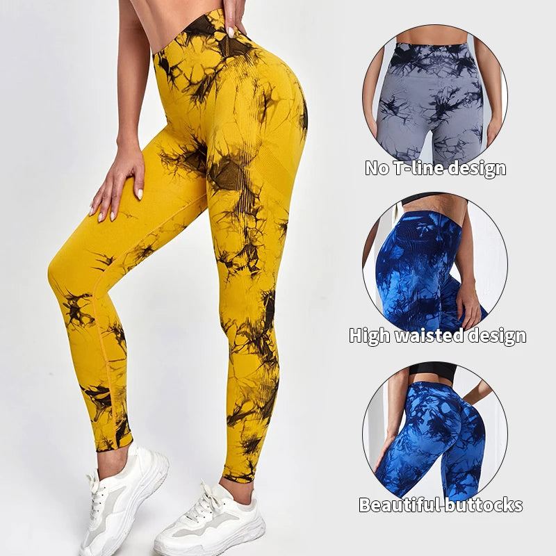 Aught Dye-Leggings de yoga taille haute sans couture pour femmes, pantalons de sport, collants push-up, vêtements de sport, entraînement de fitness, nouveau, 2023