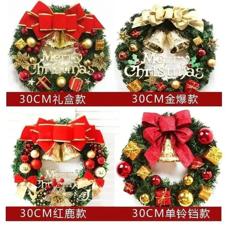 Décorations de noël 45cm, couronne artificielle pour porte suspendue, accessoires de fenêtre, arrière-plan, accessoires d'arbre de noël