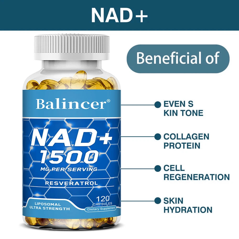NAD + suppléments, avec résvératrol, supplément énergétique naturelle, supporte la santé cellulaire, anti-âge, améliore l'immunité-120 capsules