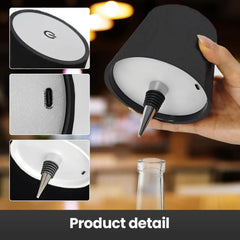 Wireless bottle-shaped table lamp, touch control, 3 colours, stepless dimming, night light suitable for bars.