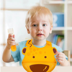 Bavoir tridimensionnel bébé éléphant girafe singe bavoir en silicone imperméable