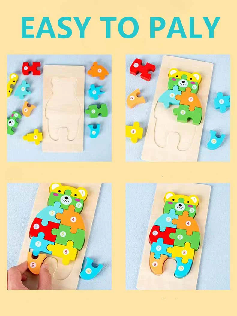 Puzzles en bois Montessori pour enfants, jouets Montessori pour tout-petits de 2 3 4 5 ans, Puzzle 3D, jouet éducatif dinosaure