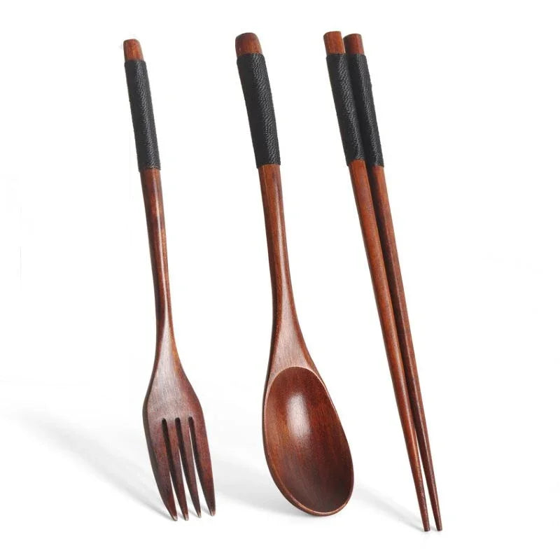 Cuillère fourchette baguettes couverts portables ensemble de couverts en bois voyage ensemble de couverts écologiques cadeaux ustensiles pour ensembles de cuisine salle à manger