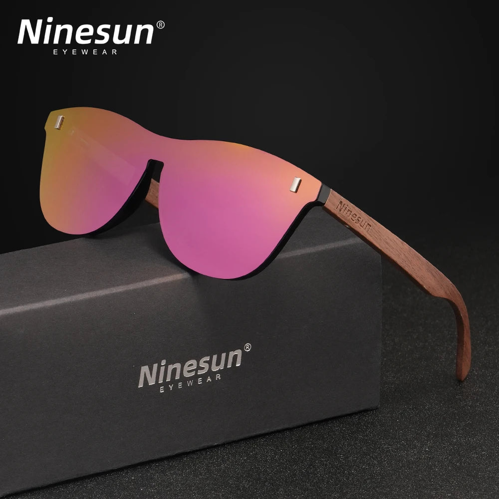 NINESUN haute qualité noyer lunettes de soleil bois lunettes polarisées hommes femmes UV400 sans monture Original en plein air mode casual lunettes