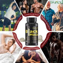 Pilules de Maca noires biologiques, 60 comprimés pour hommes, supplément améliorant, améliore la taille, l'endurance, favorise l'énergie saine