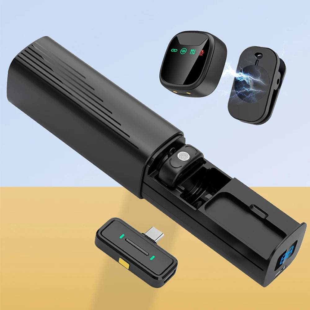 Mini Microphone sans fil professionnel avec étui de chargement de tiroir pour iPhone Android double Microphone Lavalier pour l'enregistrement vidéo