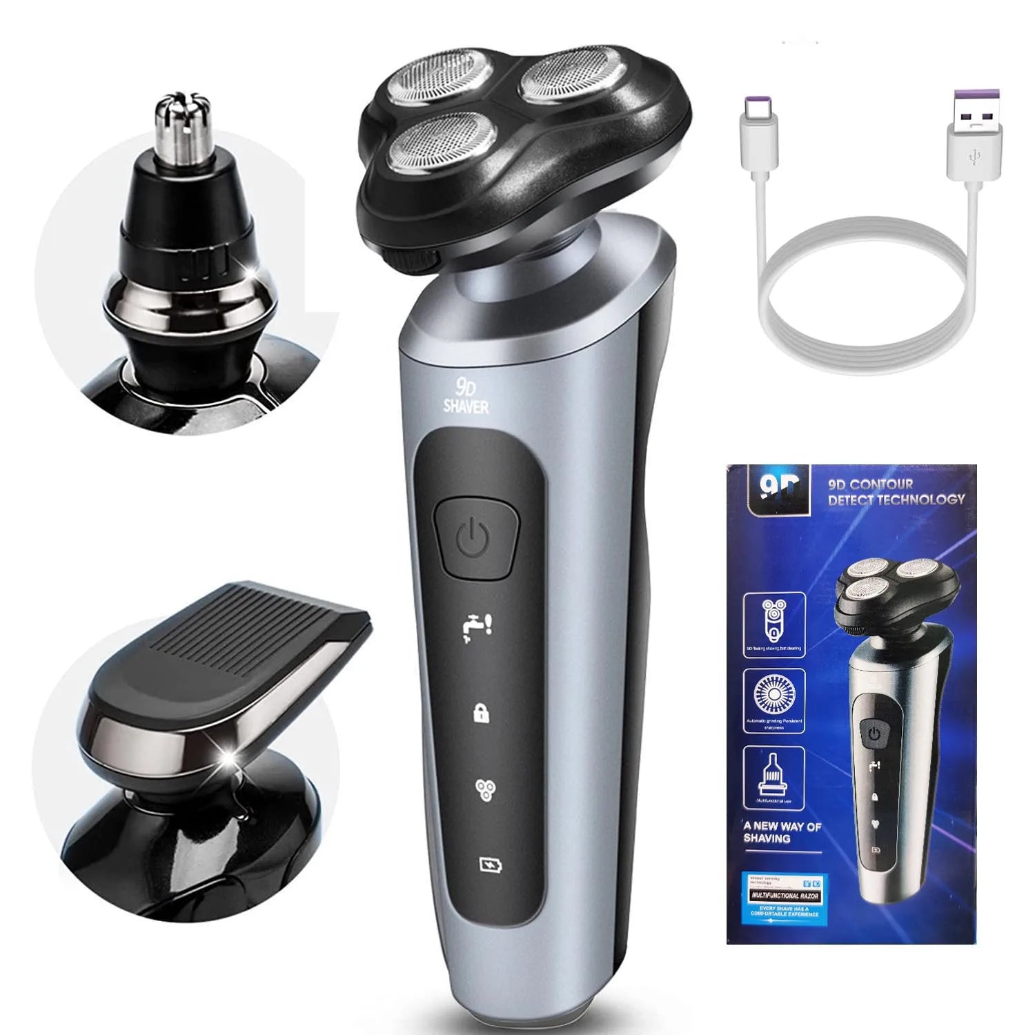 Rasoir ours rasoir pour hommes Intelligent humide sec barbe rasage tondeuse rasoir barbe dissolvant ABS tondeuse Rechargeable
