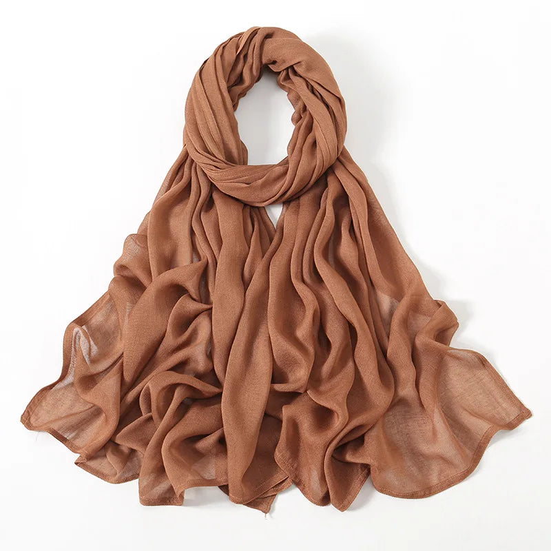 Ramadan Solid Color Plus Size Cotton Rayon Hijab Scarf Women's Muslim Headscarf Wraps Shawls Muslim Women's Headband Islamic Turban