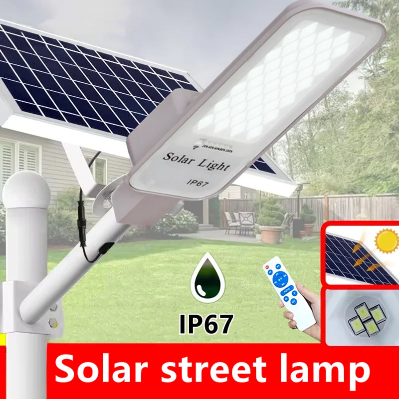 250W LED lumière solaire jardin extérieur étanche lampadaire solaire crépuscule à l'aube avec télécommande IP65 applique murale solaire