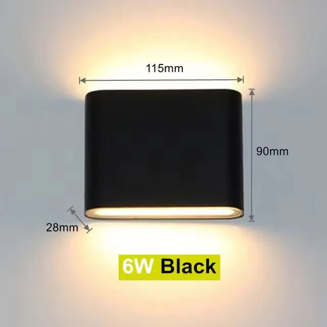 Modern Waterproof Outdoor 12W LED Wall Lamp IP65 Aluminum Up and Down Wall Sconce Garden Porch Decorative Light 110V 220V