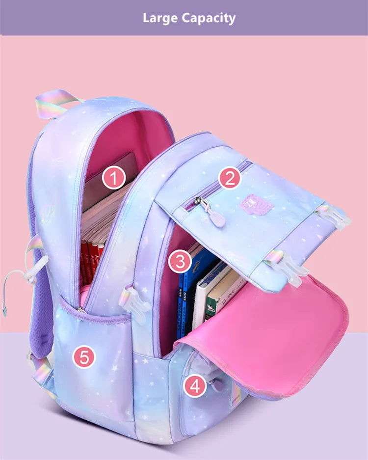 Sac à dos pour enfants pour filles, sacs d'école pour collégiens, sac de livre étanche de grande capacité pour élèves du primaire