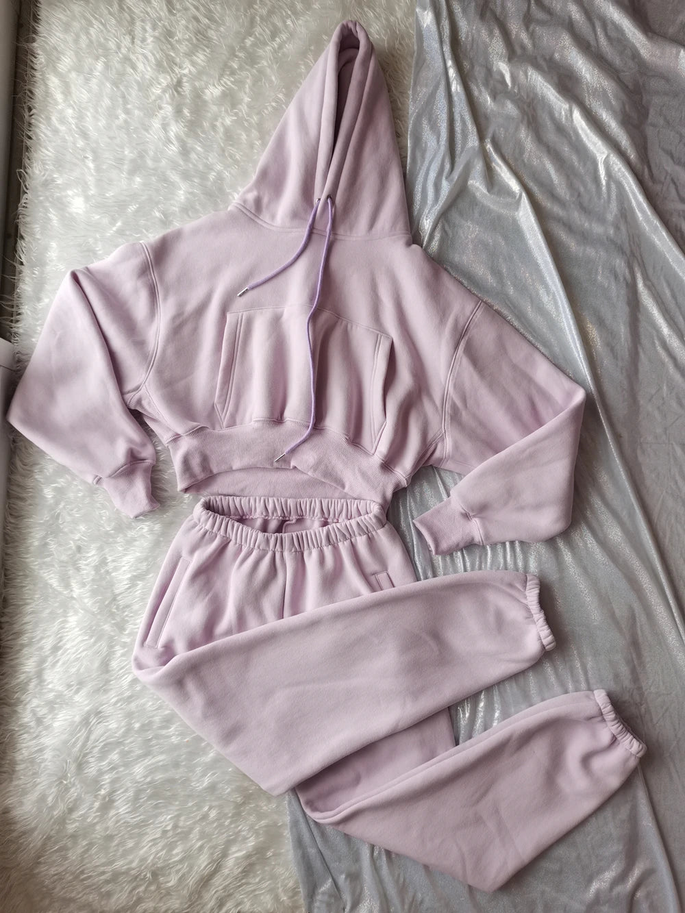 Sweat à capuche Smile avec pantalon de jogging pour femme, ensemble 2 pièces, tenue de sport décontractée, survêtement monochrome, imbibé de sueur, vente en gros, automne et hiver