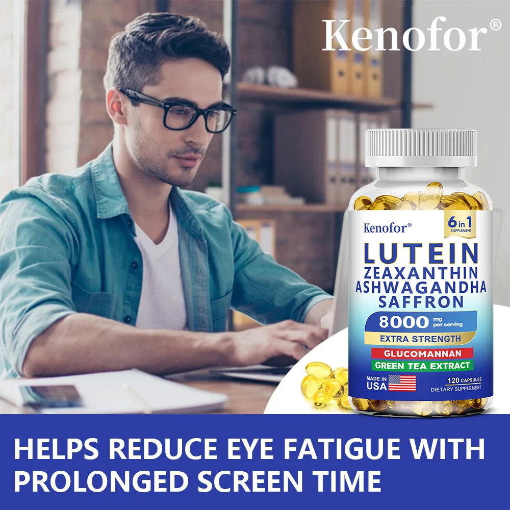 Suppléments de lutéine et de zeaxanthine, 8000 mg par service |   Complément alimentaire essentiel pour les vitamines oculaires et santé de la vision, NON GMO