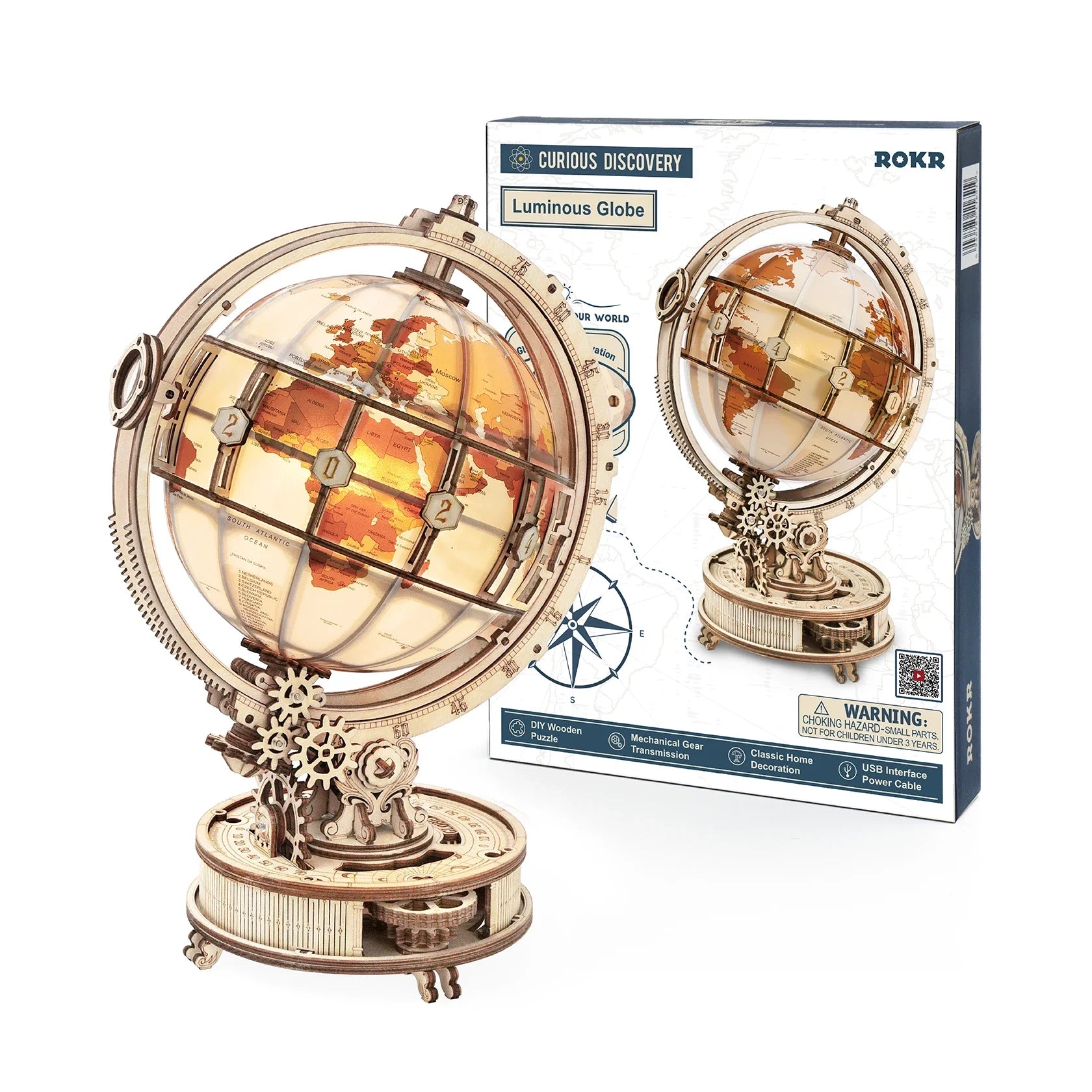 Lampe Globe en bois, jeux de puzzle 3D, cadeau d'anniversaire pour enfants et adultes, blocs de construction de décoration de maison, puzzle 3D pour enfants et adultes