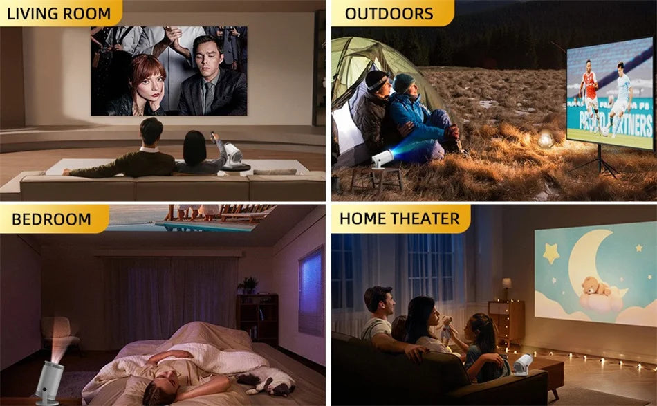 Projecteur domestique 4K 1280*720P double Wifi HDMI 260ANSI 180 ° Projecteur portatif extérieur flexible de cinéma vidéo BT5.0 nouveau PK HY300 Pro