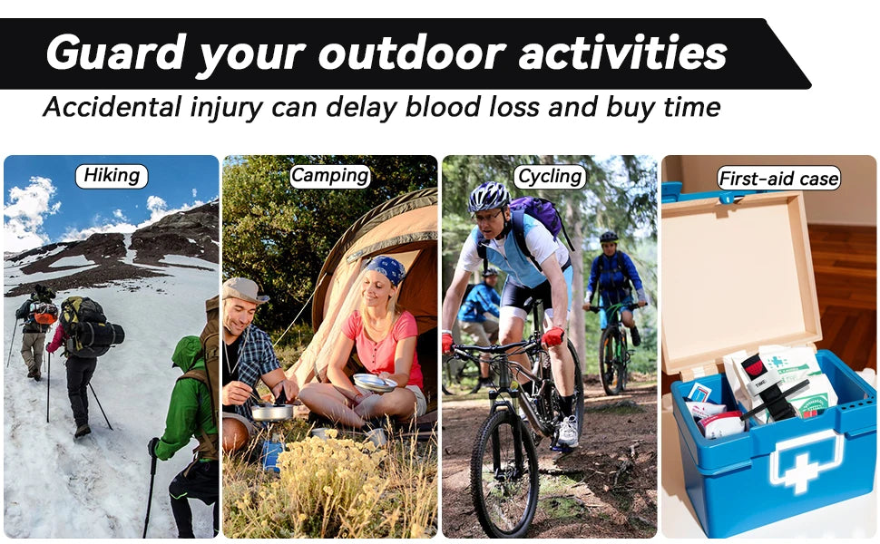 Garrot d'urgence DulEmergency Strap, équipement de premiers soins médicaux à une main pour la randonnée, le camping, les voyages, les sports de plein air