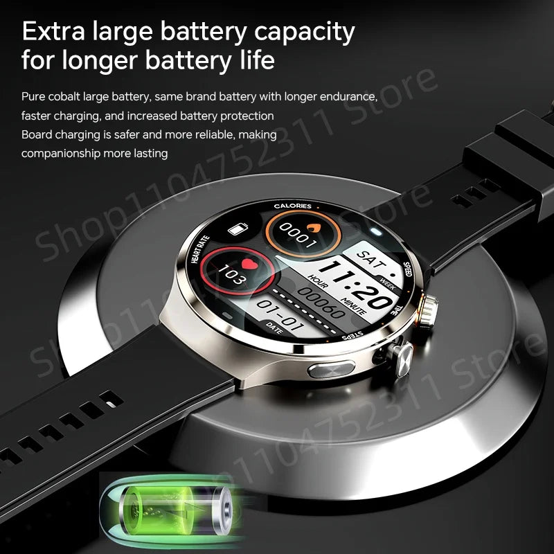 Smartwatch avec grand écran Amoled 1,98 pouces 210 °   Caméra rotative GPS Position surveillance de la santé Android 13.0 montre intelligente hommes