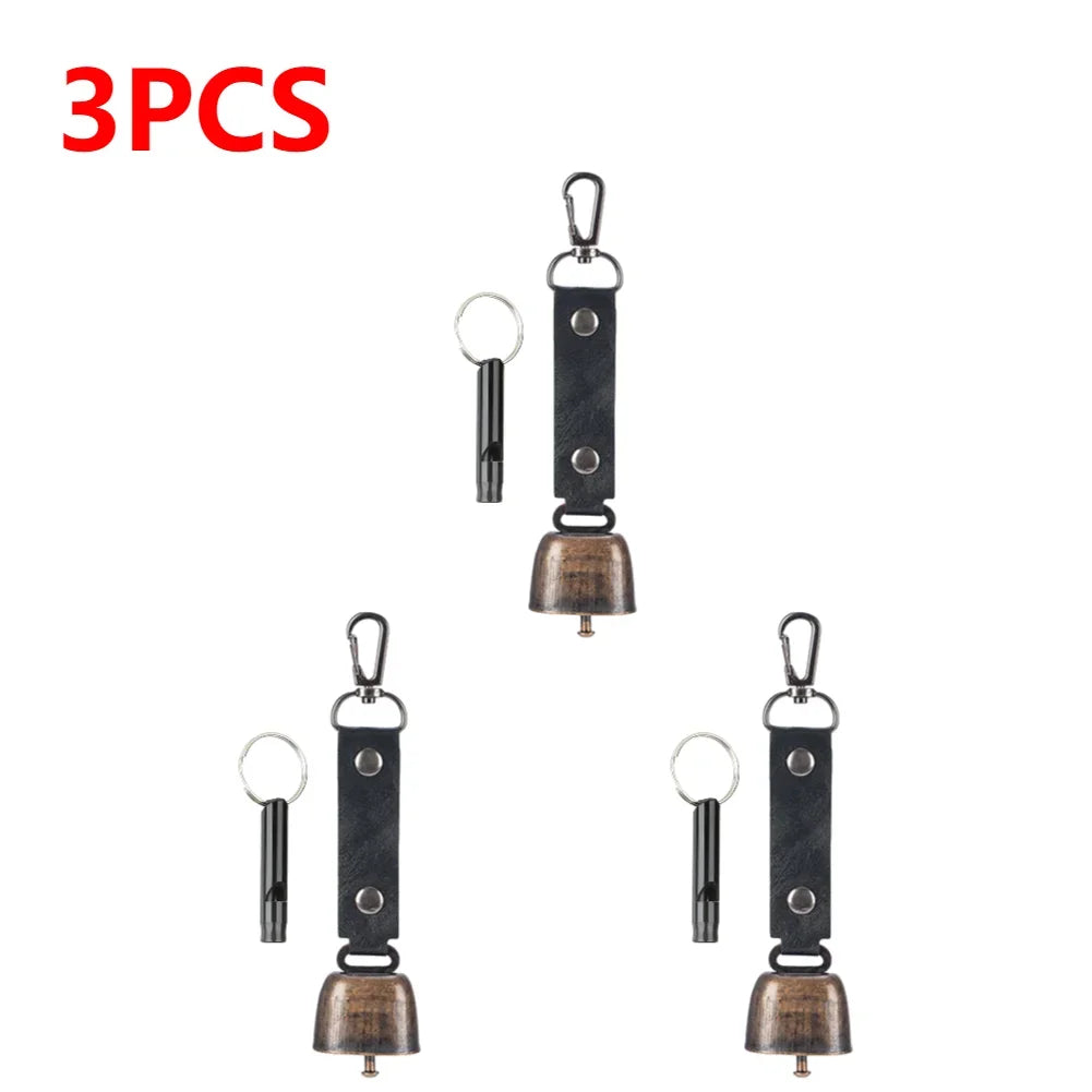 Loud bear bell with emergency whistle set, magnetic bear bell, silent repellent bell, bear bell for bear deterrence, 1-5 pieces