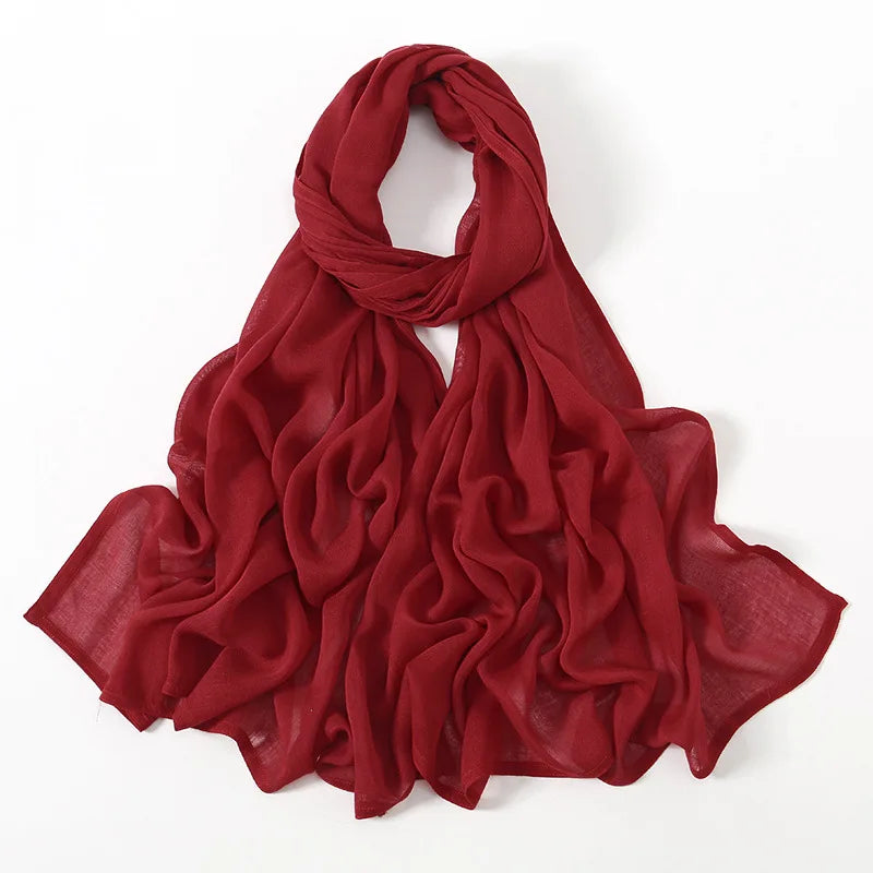 Ramadan Solid Color Plus Size Cotton Rayon Hijab Scarf Women's Muslim Headscarf Wraps Shawls Muslim Women's Headband Islamic Turban