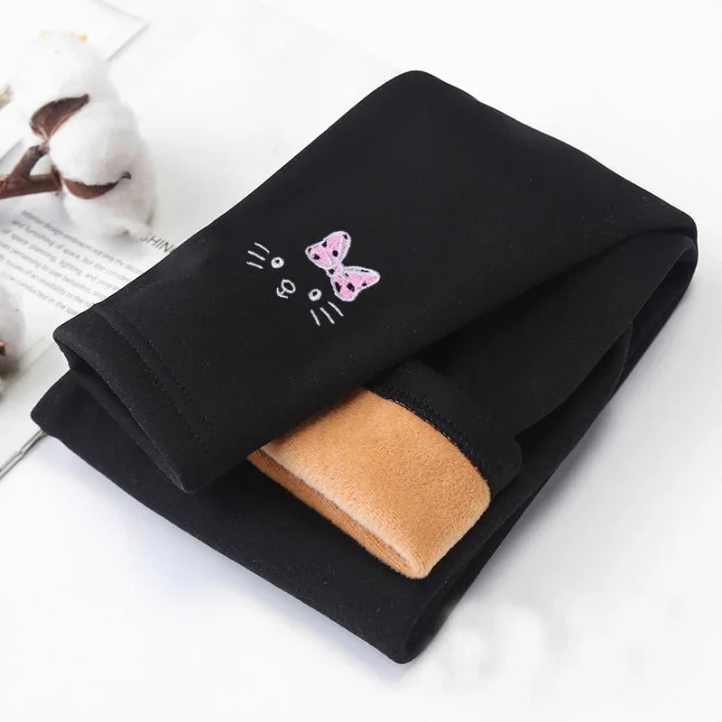 Thick and warm velvet leggings for girls aged 2 to 8 years, tights with a knee-length hem, for children, autumn and winter