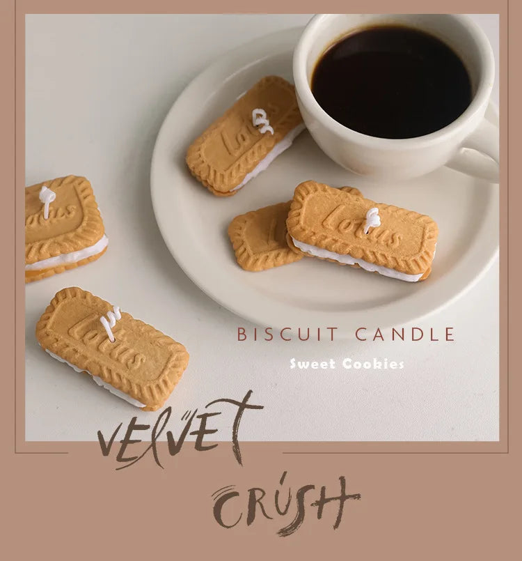 Cute handmade biscuit-shaped scented candle, for aromatherapy, soy wax, for weddings, birthdays, parties, and home decoration