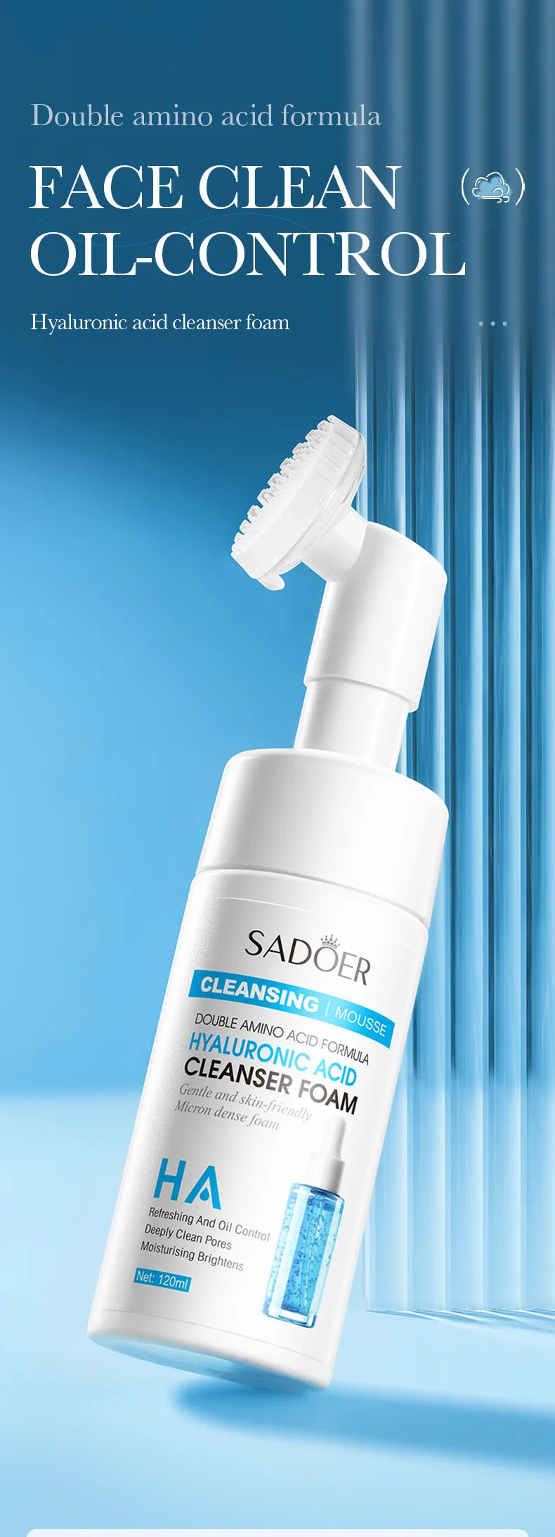 SAODER Q10 vitamine C nettoyant pour le visage mousse de lavage du visage nettoyage du visage Mossee hydratant éclaircissant produits de soins de la peau du visage