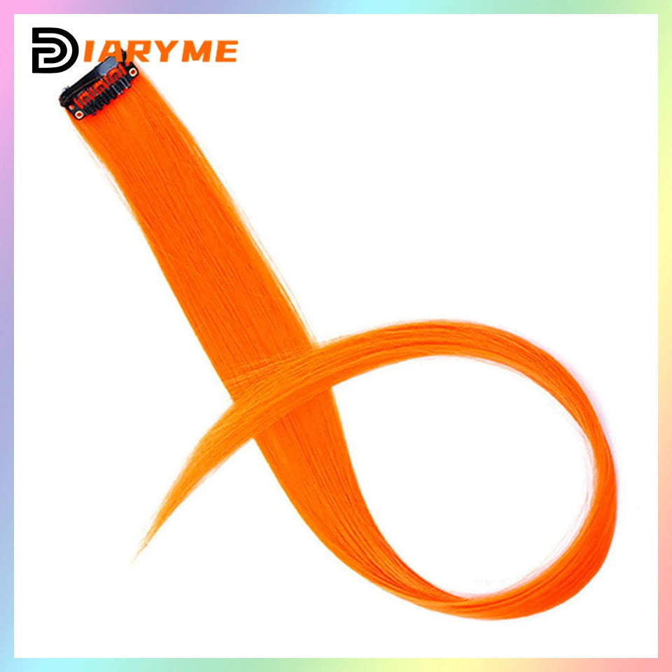 Colorful curly synthetic hair extensions for girls, long clip-in hairpiece, multicolored party strands, wig piece, for women and children