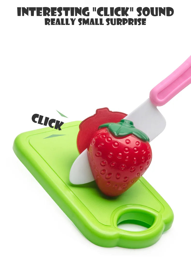 Jouets alimentaires de cuisine avec panier de rangement, jouets pour tout-petits, jeu de découpe, semblant de fruits et accessoires, shopping