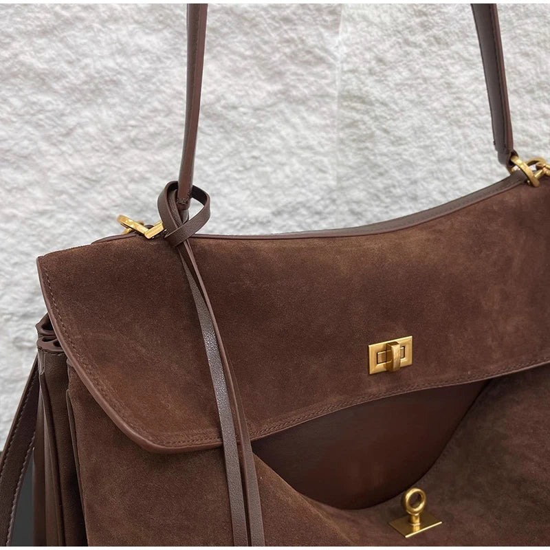 Sac à main de luxe pour femmes, café violet, marque avancée, Simple, fourre-tout en daim givré, sac à bandoulière de voyage pour banlieue
