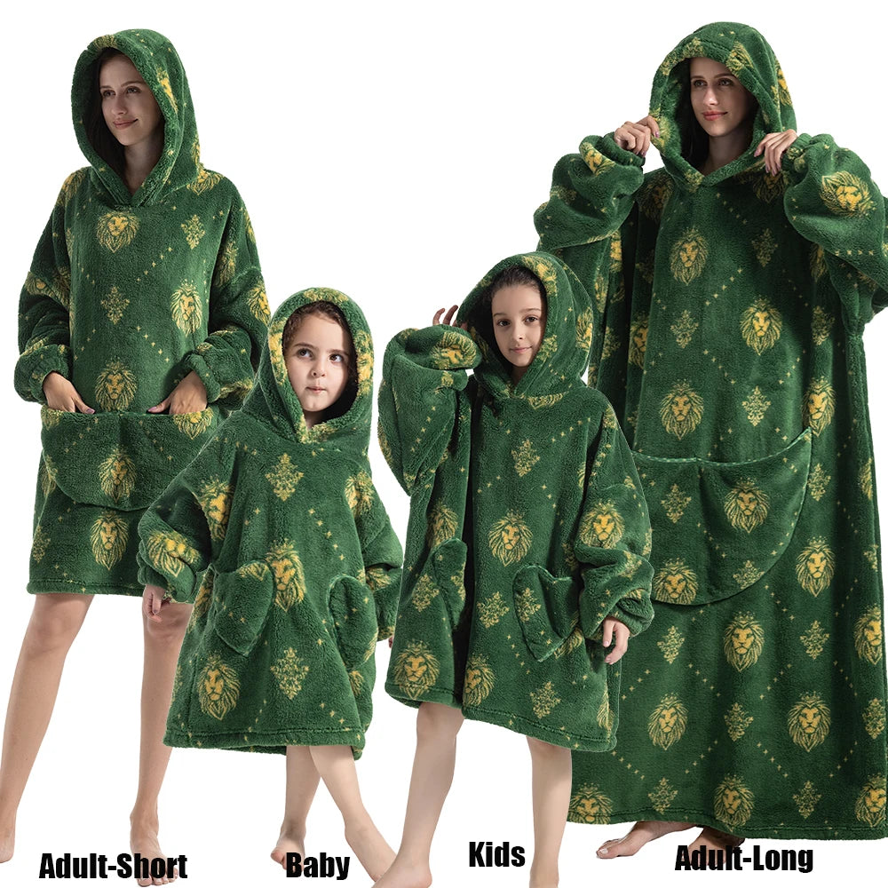 Sweat-shirt à capuche d'hiver pour femmes et hommes, pull polaire géant TV, couverture surdimensionnée avec manches, vêtements citrouille d'halloween pour adultes