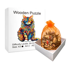 Puzzle en bois en forme d'animal irrégulier pour chat, jouet de haute difficulté, anniversaire, Noël, document proxy