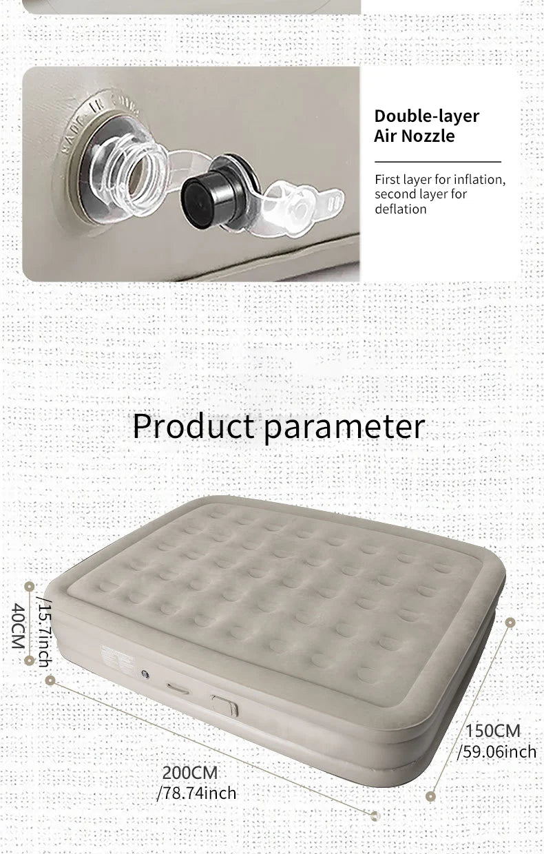 Matelas pneumatique intérieur tapis de Glamping matelas de couchage gonflable en PVC tapis de lit de Camping de luxe pour 2 personnes tapis épais à pompe intégrée