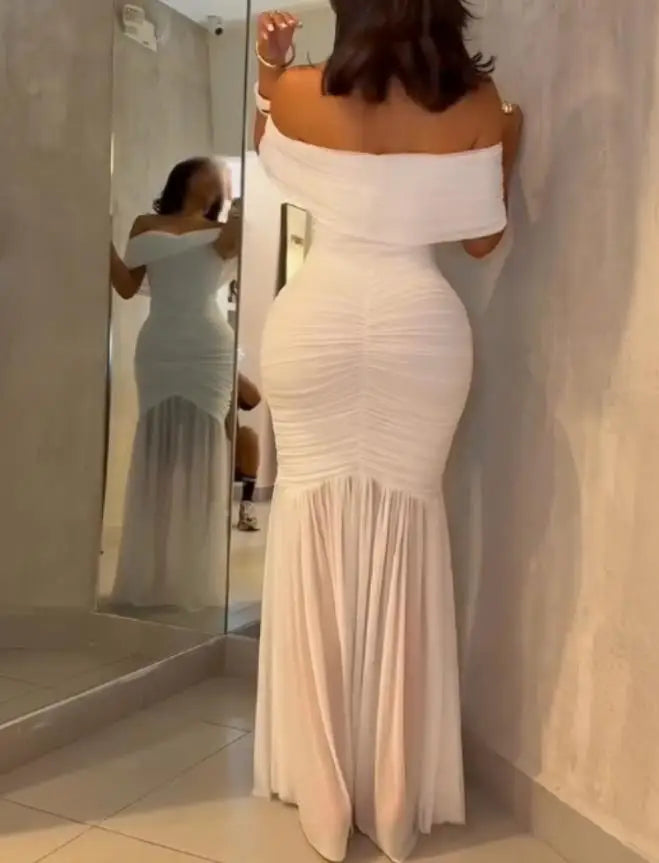 Robes pour femmes 2025 élégant Sexy épaules dénudées froncé taille cintrée robe de soirée coupe ajustée sirène ourlet robe de soirée