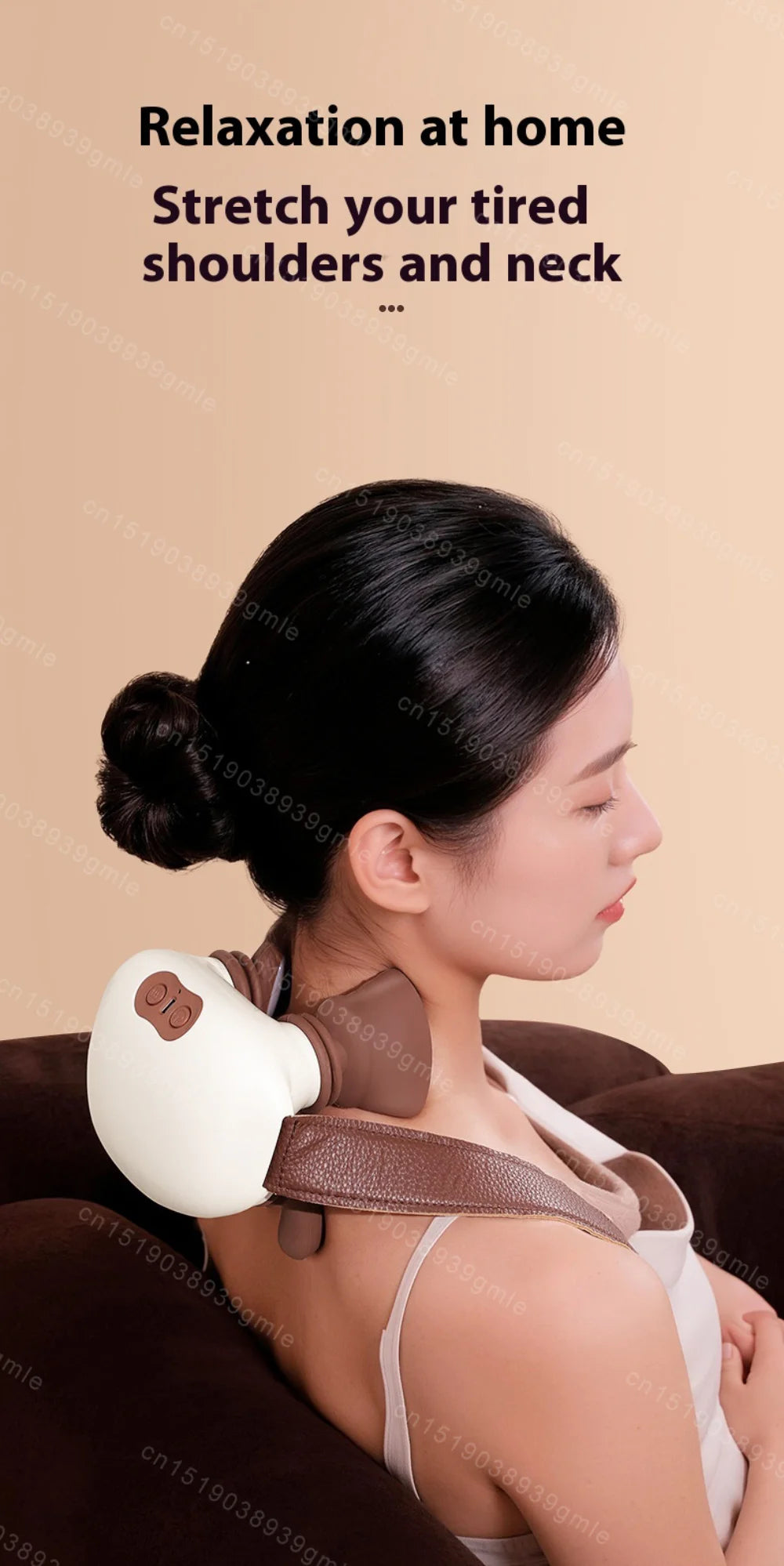 Electric muscle massager for the neck and shoulders, cordless, shoulder and back kneading, shawl, neck massage, relaxation, pain relief