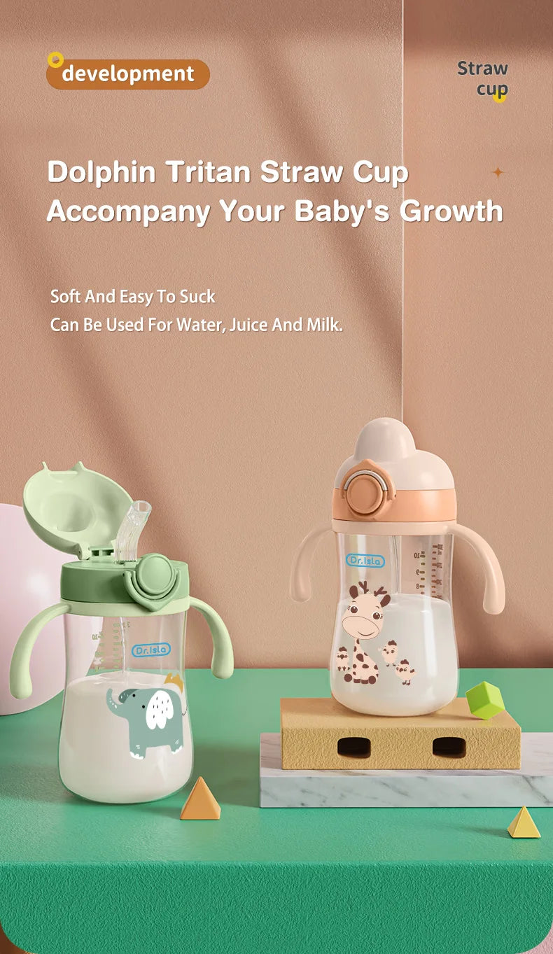 MAMIJOY 300ml biberons bébé tasse d'alimentation avec paille enfants apprendre alimentation bouteille à boire enfants formation tasses sans BPA