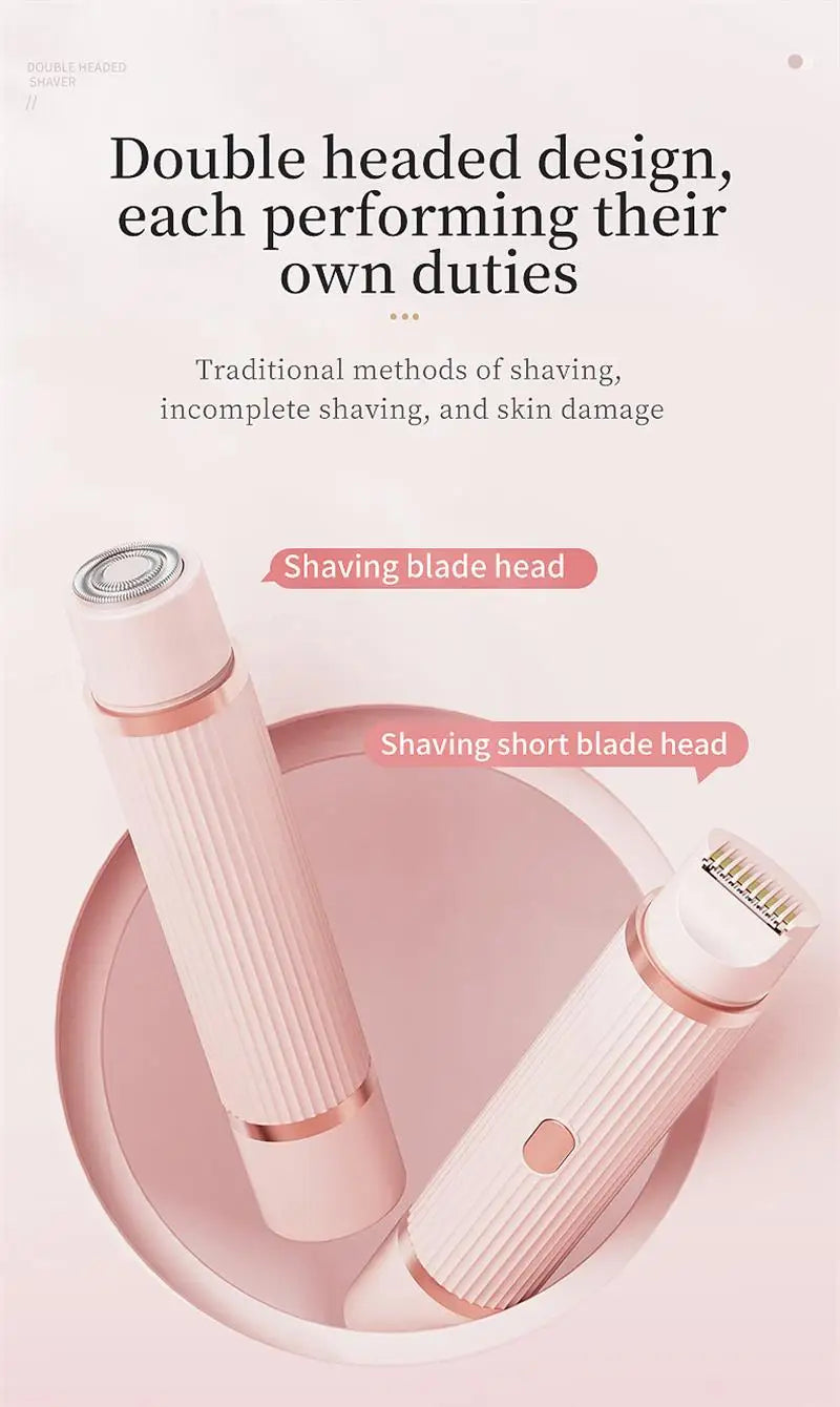 Tondeuse à barbe 2 en 1 rasoir électrique pour femmes Double tête épilation du corps aisselles Bikini tondeuse à barbe rasoir électrique