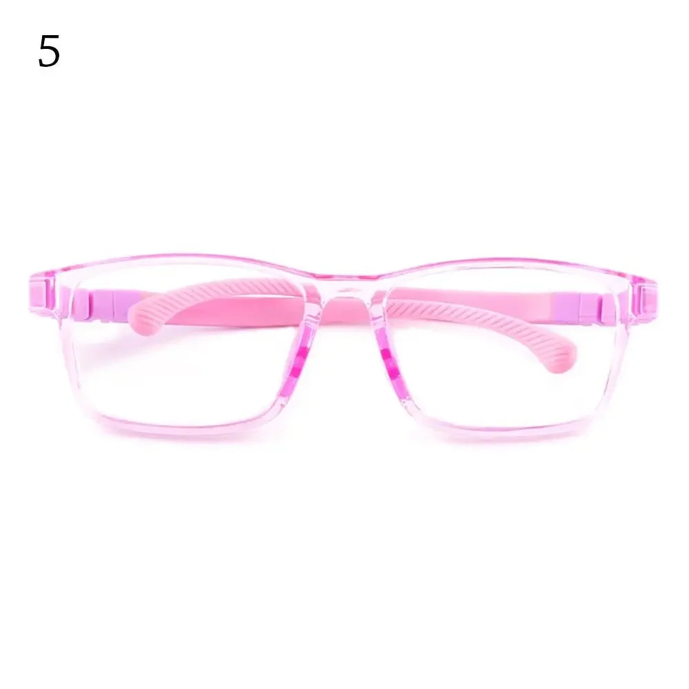 Children's blue light blocking glasses, silicone, for boys and girls, for computer use, ultra-lightweight, square, transparent