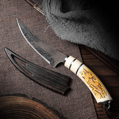 Couteau utilitaire de cuisine en acier inoxydable, avec manche en bois, couteau à Steak, désosage, couteau à viande, couteau à fruits avec couvercle cadeau ﻿