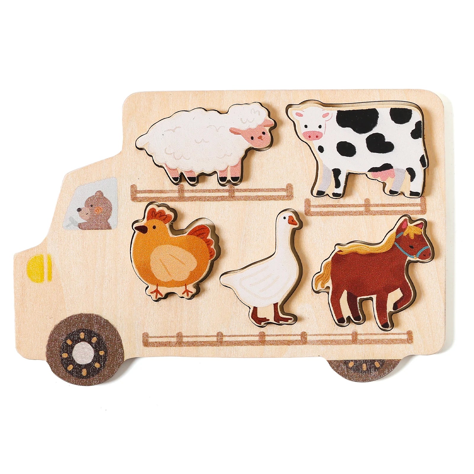 Puzzles en bois pour enfants, jouets pour bébés, Puzzle 3D Montessori, jouets éducatifs pour bébés de 2 ans, voitures, planche assortie