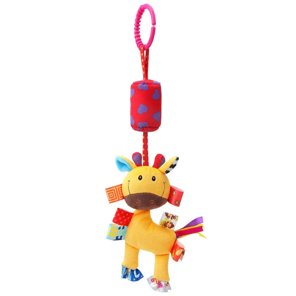 Hochets suspendus sensoriels pour nouveau-né, jouets doux d'apprentissage précoce, poussette en peluche pour enfants, lit de voiture pour nourrissons, berceau avec anneau de dentition pour les tout-petits