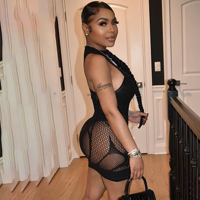 Robe d'été femmes robes d'été maille noire chaude estidos de verano mujer sexy club plage chemise de nuit robe chaude kimino