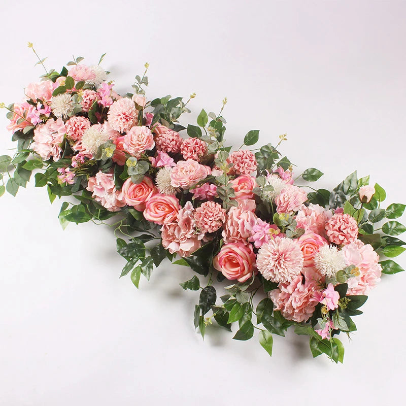 100cm DIY Wedding Flower Wall Decoration Arrangement Supplies Silk Peonies Artificial Rose Floral Row Decor Sea Bow Backdrop
