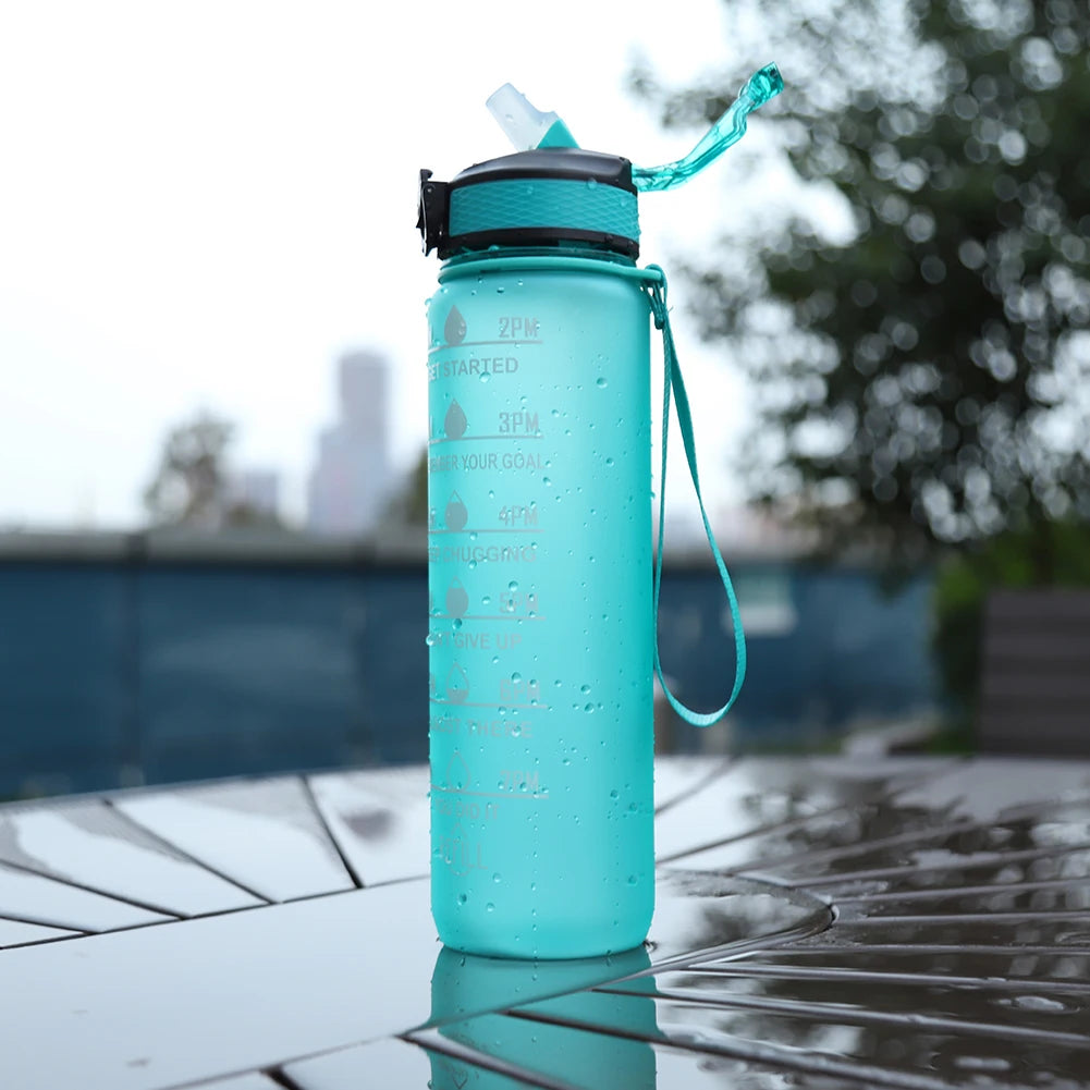 Bouteille d'eau de sport de motivation étanche, carafe à boire HI, carafe de fitness en plein air, carafe de voyage, standardisation de cuisine, 1 litre