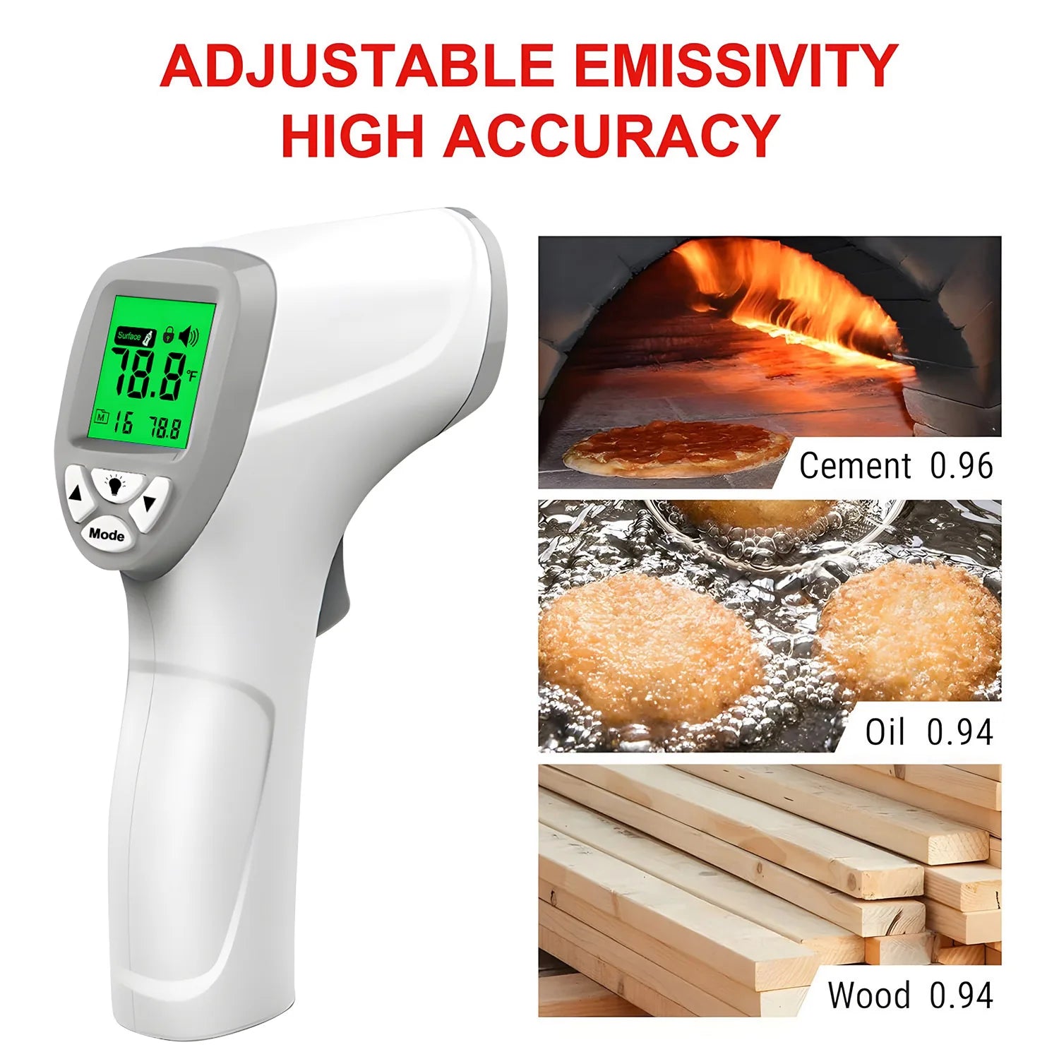 Thermomètre infrarouge numérique pyromètre extérieur Laser compteur haute température thermomètres de cuisine alimentaire ajuster le compteur de chaleur