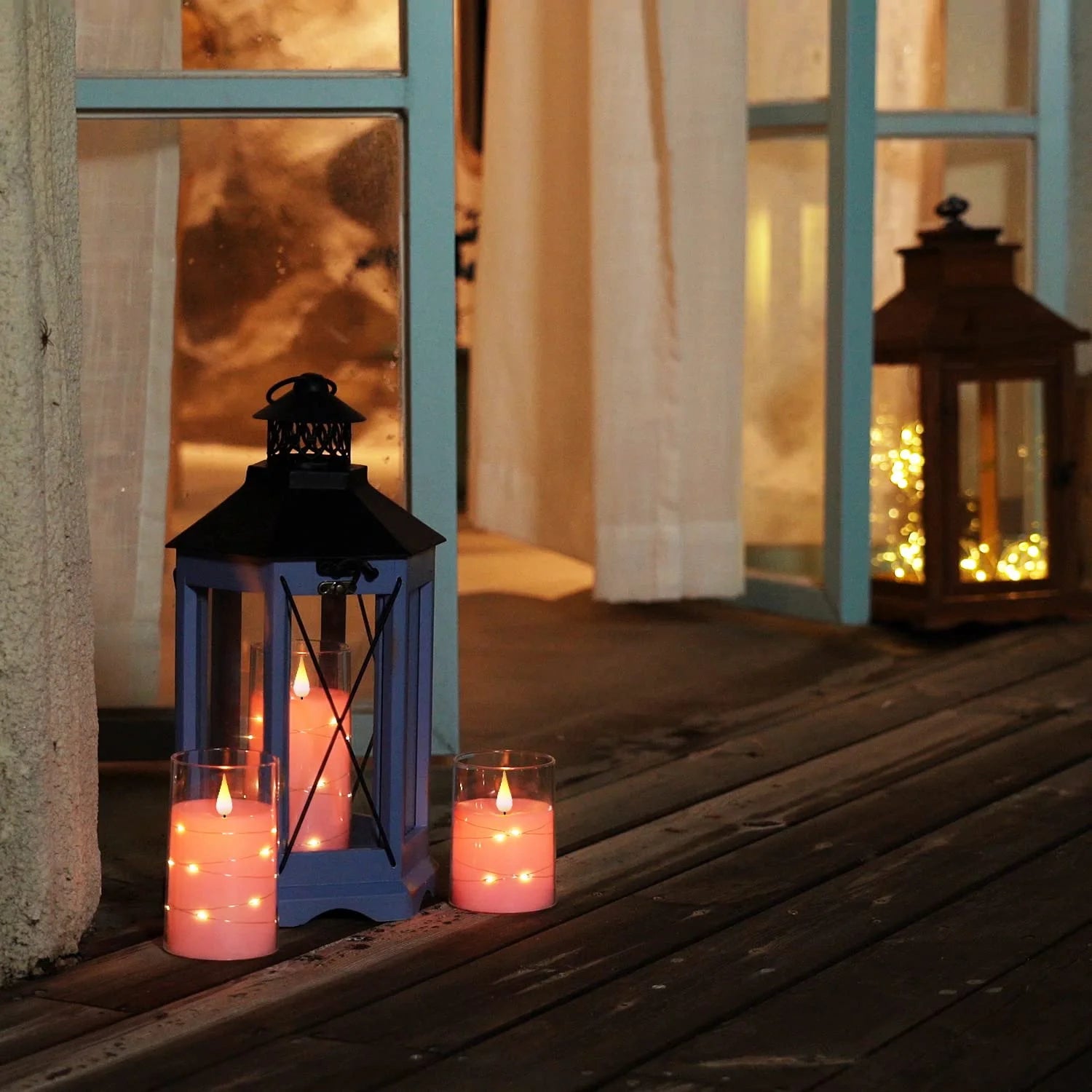Bougie sans flamme, bougie à batterie avec guirlande lumineuse, bougies sans flamme avec fonction de minuterie de télécommande à 11 touches pour la maison