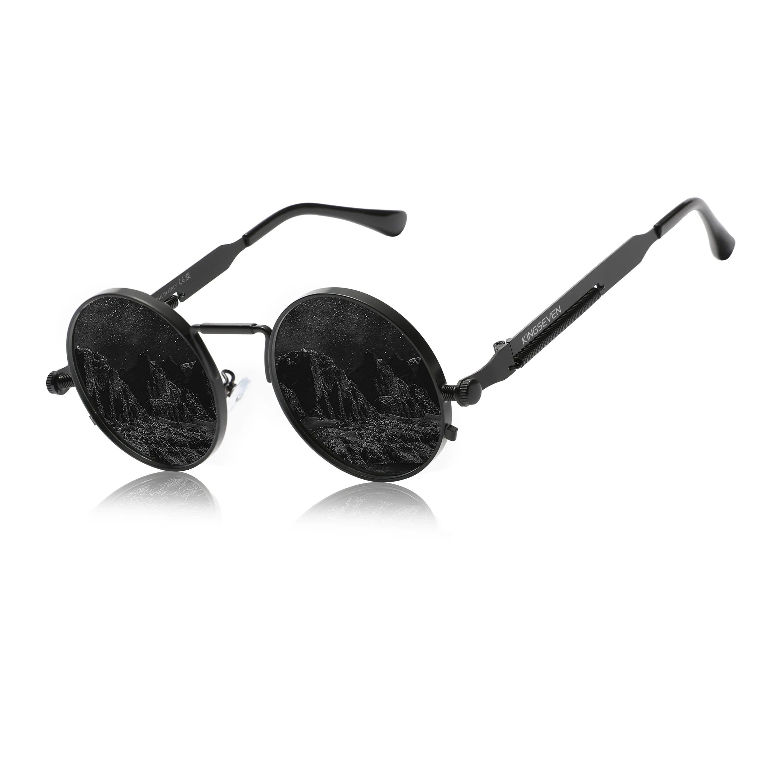 KINGSEVEN-Lunettes de soleil rondes polarisées pour hommes et femmes, lunettes de soleil Steampunk, style vintage, accessoire de lunettes, UV400