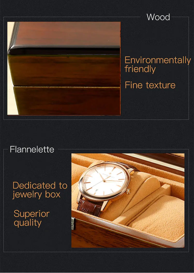 Boîtes à Montres en Bois Noir à 6 Fentes pour Homme, Présentoir de Magasin, Pratique, Rangement de Bijoux