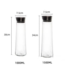 Pichet en verre avec couvercle pour réfrigérateur, Carafe en verre pour eau chaude/froide, boit du thé glacé, du café, du jus et des boissons faites maison, 1,5 l, 52 oz
