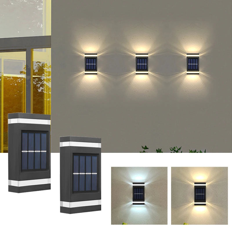 Lampe murale solaire extérieure étanche à énergie solaire éclairage haut/bas pour jardin cour décoration extérieure de la maison IP65 lumière de chemin solaire